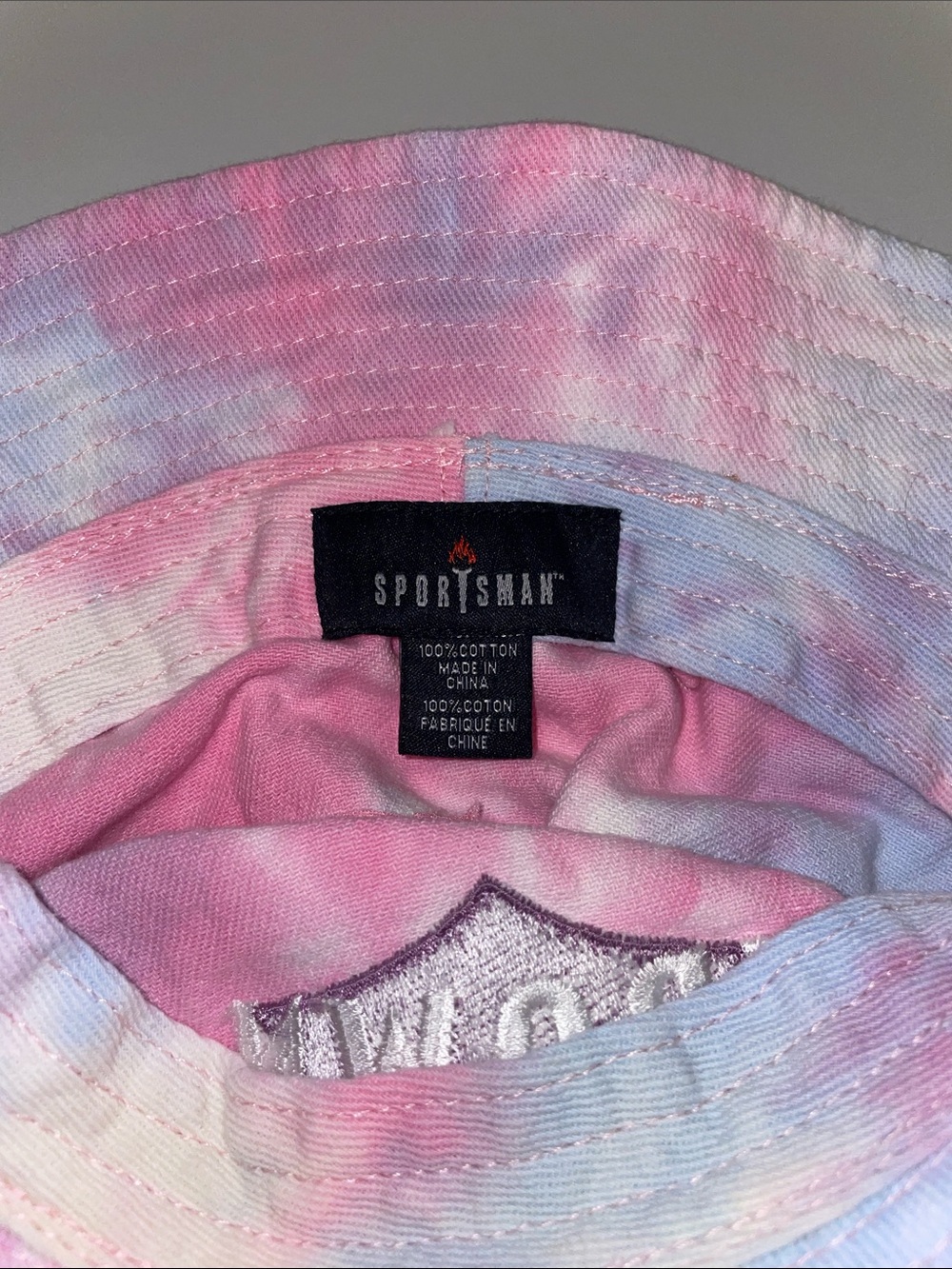 Carolina Crown Tie-Dye Bucket Hat in Pink and Light Blue - Picture 2 of 3